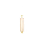 A gold-fitted single-head Clérachic pendant with a warm-lit frosted shade, on a plain white backdrop.