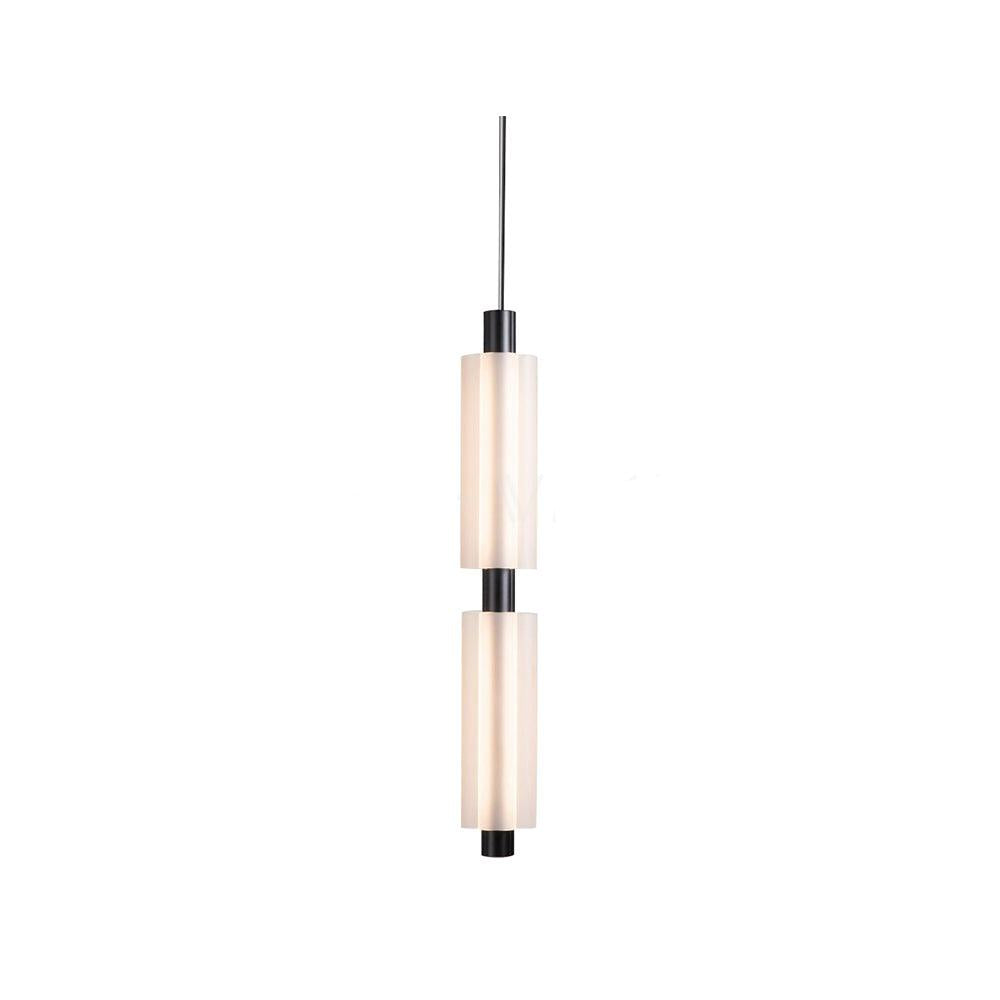A black-fitted two-head Clérachic pendant with a short cable, on a plain white backdrop.
