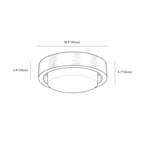 Clérachic ceiling light dimension drawing, 47 cm, every measurement marked in centimetres and inches.