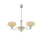 Three-head chrome Clérachic chandelier on a plain white backdrop, with beige glass domes and a polished stem.