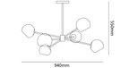 Dimension drawing of this Clérachic chandelier, with its height and width marked.
