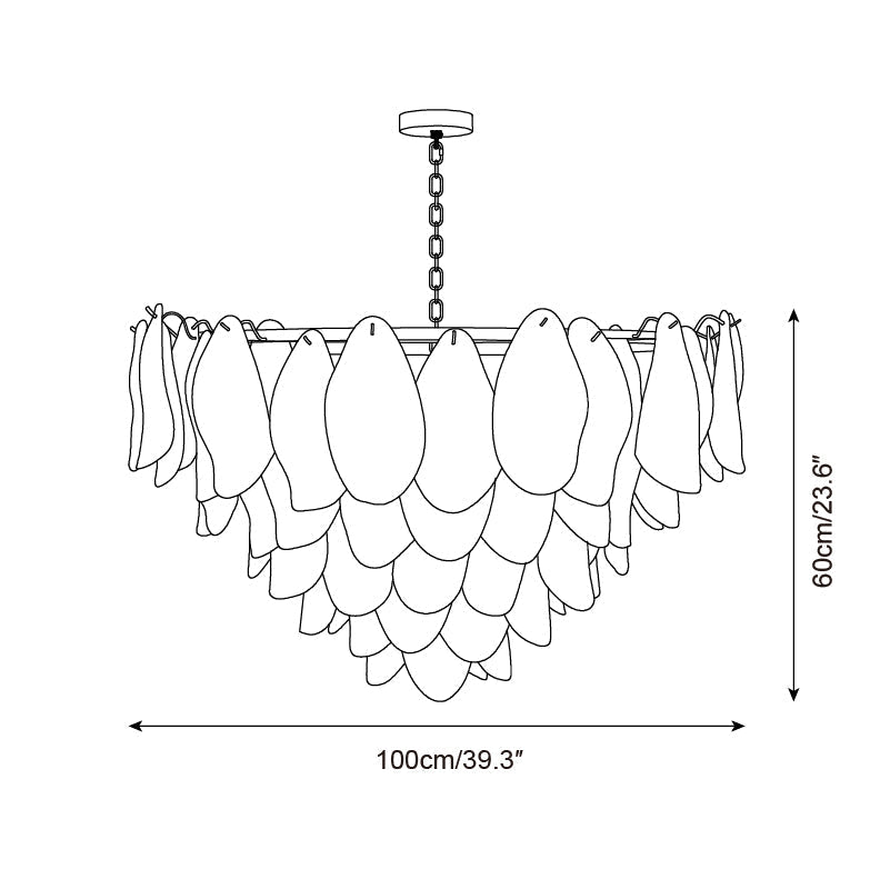 Clérachic wireframe diagram of the Extra Large size: 100cm/39.3" wide by 60cm/23.6" tall.