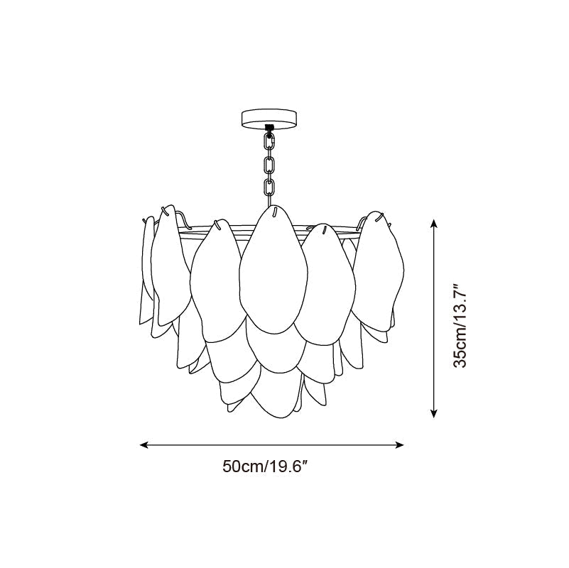 Clérachic wireframe diagram of the Small size: 50cm/19.6" wide by 35cm/13.7" tall.