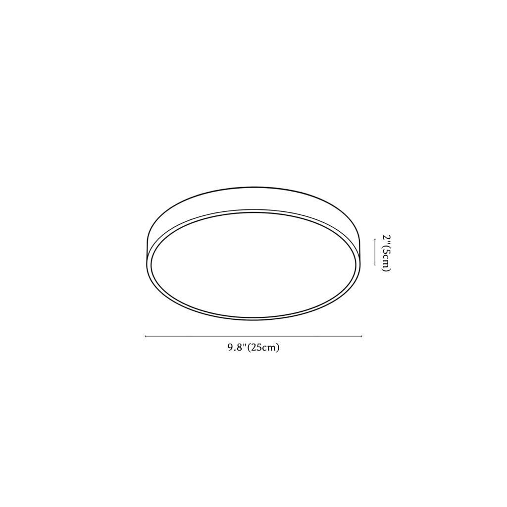 Clérachic ceiling light dimension drawing, 1 of 2, every measurement marked in centimetres and inches.