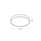 Clérachic ceiling light dimension drawing, 2 of 2, every measurement marked in centimetres and inches.