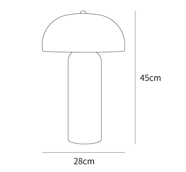 Dimension drawing of this Clérachic table lamp, with its 45 cm height and 28 cm width marked.