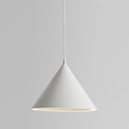 The Clérachic Funnel Pendant Light in white, hung on a matching white flex so shade and cord read as one unbroken line.