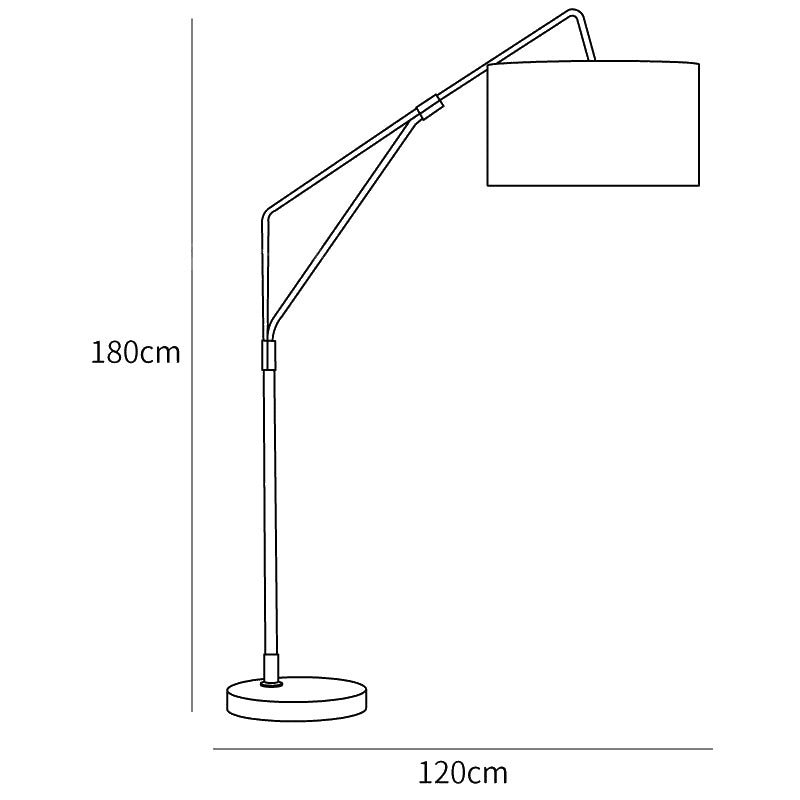 Dimension drawing of the gabby fulton floor lamp, in outline against white.