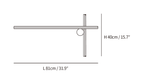 Clérachic wall light dimension drawing, every measurement marked in centimetres and inches.