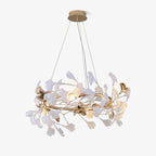 The Clérachic gingko ring on white at a fuller size, leaves spilling over the frame.