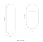 Technical dimension drawing of the Glass Capsule Wall Light in both sizes — A 20 × 67 cm (7.9 × 26.4″) and B 27 × 55 cm (10.6 × 21.7″), drawn to one scale.