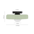 Clérachic ceiling light dimension drawing, 35 cm, every measurement marked in centimetres and inches.