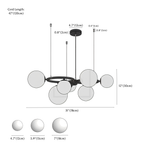 Clérachic chandelier dimension drawing, 7 Heads 30.7 78 cm × 11.8 30 cm, every measurement marked in centimetres and inches.