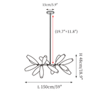 Clérachic chandelier dimension drawing, 5 of 6, every measurement marked in centimetres and inches.