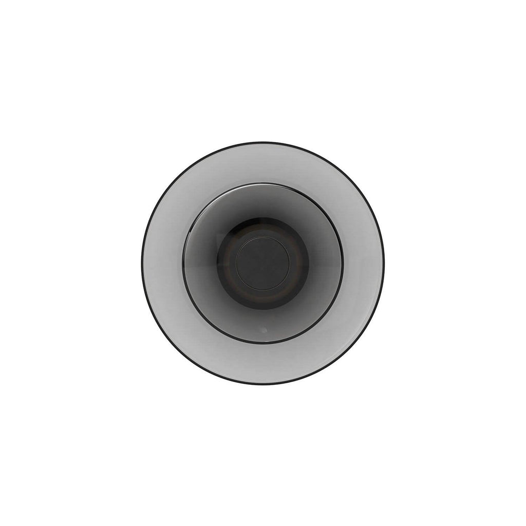 Front view of a Clérachic wall light with a dark smoked-glass disc and a thin dark rim, on a plain white backdrop.