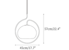 Clérachic pendant light dimension drawing, every measurement marked in centimetres and inches.