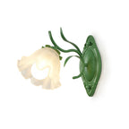 Green Clérachic wall light with a frilled frosted glass flower shade, shown against a white background.