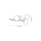 Clérachic ceiling light dimension drawing, 1 of 3, every measurement marked in centimetres and inches.