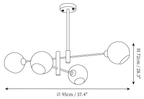Clérachic chandelier dimension drawing, 1 of 3, every measurement marked in centimetres and inches.