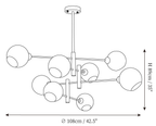 Clérachic chandelier dimension drawing, 3 of 3, every measurement marked in centimetres and inches.