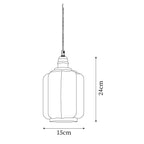 Dimension drawing for the Clérachic glass globe pendant light, 15 cm / 5.9 in wide and 24 cm / 9.4 in high.