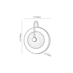 Clérachic wall light dimension drawing, 1 of 3, every measurement marked in centimetres and inches.