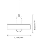 Clérachic pendant light dimension drawing, every measurement marked in centimetres and inches.