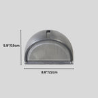 Clérachic half-dome aluminium wall lamp on a grey background, drawn with its height and width marked in cm and inches.