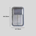 Clérachic upright galvanised wall lamp with a ribbed glass panel, on a grey backdrop with height and width marked in cm and inches.