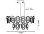 Dimension drawing of this Clérachic chandelier at 40 cm wide and 25 cm tall, with its adjustable rod length marked.
