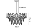 Dimension drawing of this Clérachic chandelier at 60 cm wide and 37 cm tall, with its rod length marked.