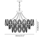 Clérachic pendant light dimension drawing, 2 of 5, every measurement marked in centimetres and inches.