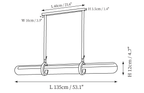 Clérachic light dimension drawing, every measurement marked in centimetres and inches, on a plain white ground.
