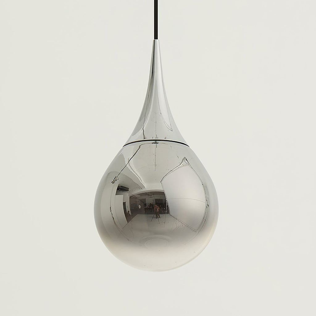 Chrome-finish Clérachic pendant, large in frame, showing its silver mirrored shade fading to clear at the base.