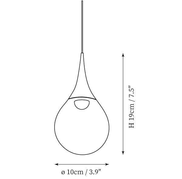 Clérachic light dimension drawing, every measurement marked in centimetres and inches, on a plain white ground.