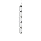 Five stacked clear glass cylinders with dark rings, this Clérachic pendant seen full-length on a plain white backdrop.