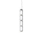 Four clear glass cylinders stacked on a thin cable, this Clérachic pendant on a plain white backdrop.
