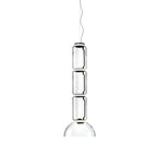 Three stacked glass cylinders over a wide, shallow dome, this Clérachic pendant on a plain white backdrop.