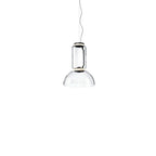 One glass cylinder over a wide glass dome, this smallest Clérachic pendant on a plain white backdrop.