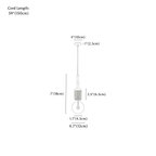 Clérachic pendant light dimension drawing, 4.7 × 7 12 × 18 cm 10 W, every measurement marked in centimetres and inches.
