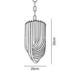 Clérachic pendant light dimension drawing, 2 of 2, every measurement marked in centimetres and inches.