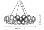 Clérachic pendant light dimension drawing, 3 of 6, every measurement marked in centimetres and inches.