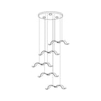 Line drawing of a Clérachic seagull chandelier with five gulls staggered down from a round canopy.