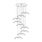 Line drawing of a larger-gull version of this Clérachic seagull chandelier, with its birds cascading from a round canopy.