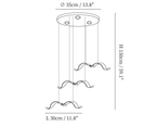 Dimension drawing of this Clérachic seagull chandelier with three gulls, a 35 cm canopy, 150 cm height and 30 cm gulls marked.
