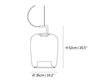 Clérachic light dimension drawing, 3 of 3, every measurement marked in centimetres and inches.
