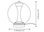 Dimension drawing of this Clérachic glass sphere lamp, with its height and width marked.
