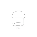 Clérachic table lamp dimension drawing, every measurement marked in centimetres and inches.