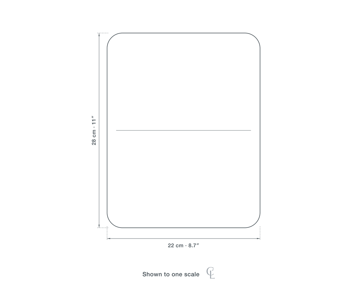 Technical dimension drawing of the Clérachic Glass Table Lamp for Living Room, Mid-Century Style, 22 cm — 22 × 28 cm (8.7 × 11″), drawn to scale.