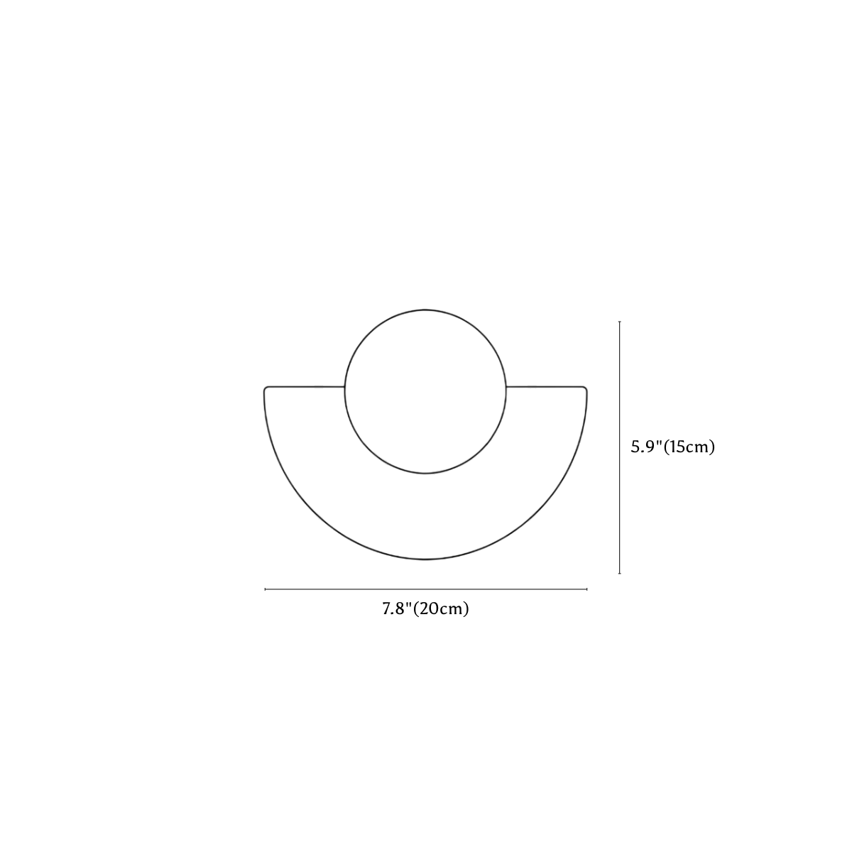 Clérachic wall light dimension drawing, every measurement marked in centimetres and inches.